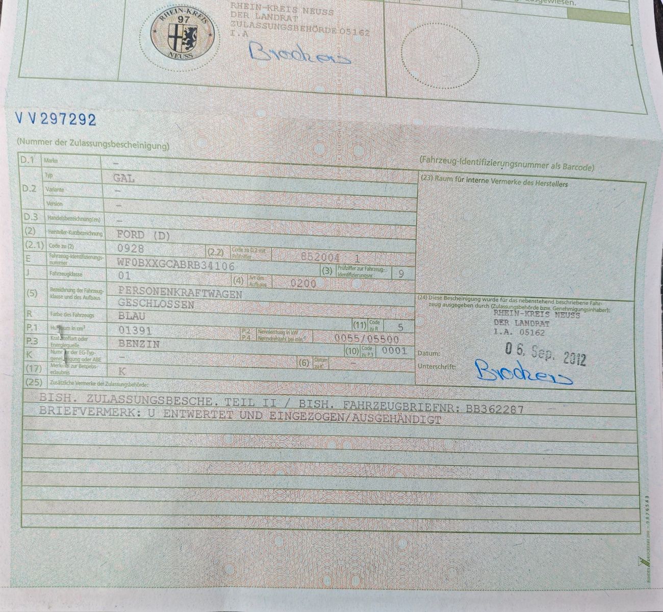 Fahrzeugabbildung Ford Escort V